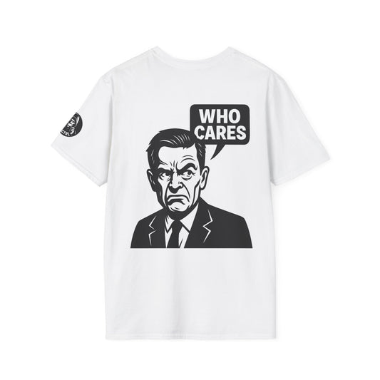 Who Cares T-Shirt — Retro Grumpy Man Graphic Tee