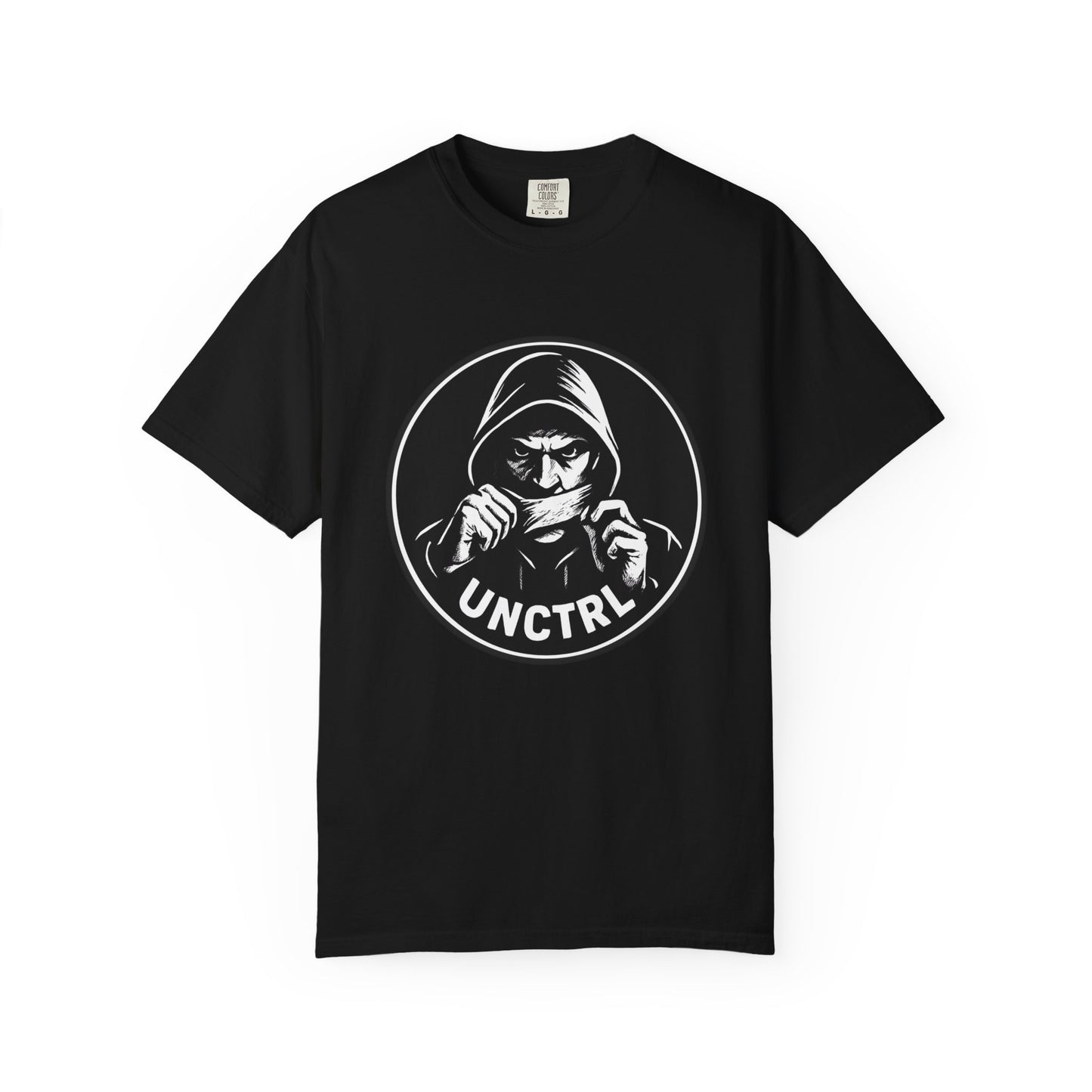 T-Shirt — 'UNCTRL' Hooded Figure Front / "Vote for a Carney, Get a Circus" Political Back