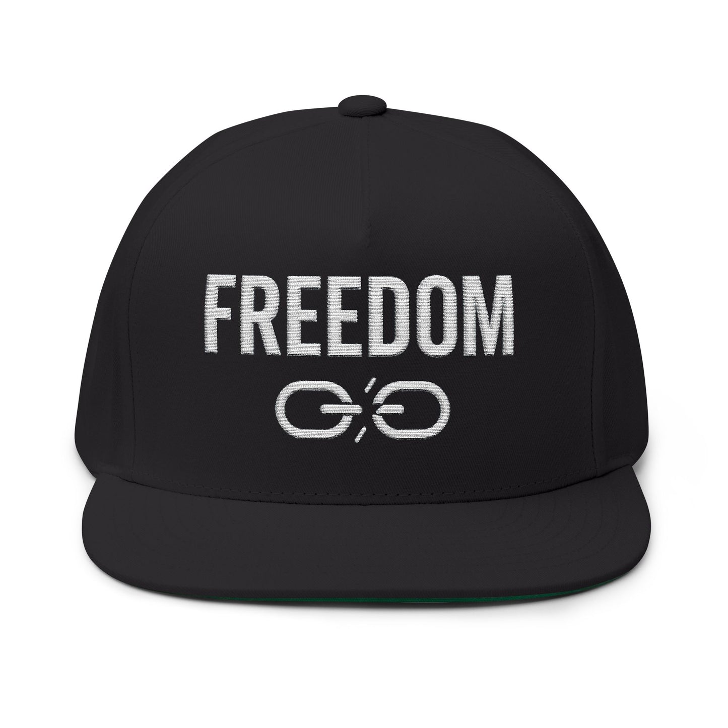 Freedom Embroidered Flat Bill Cap — Freedom Text Snapback Hat
