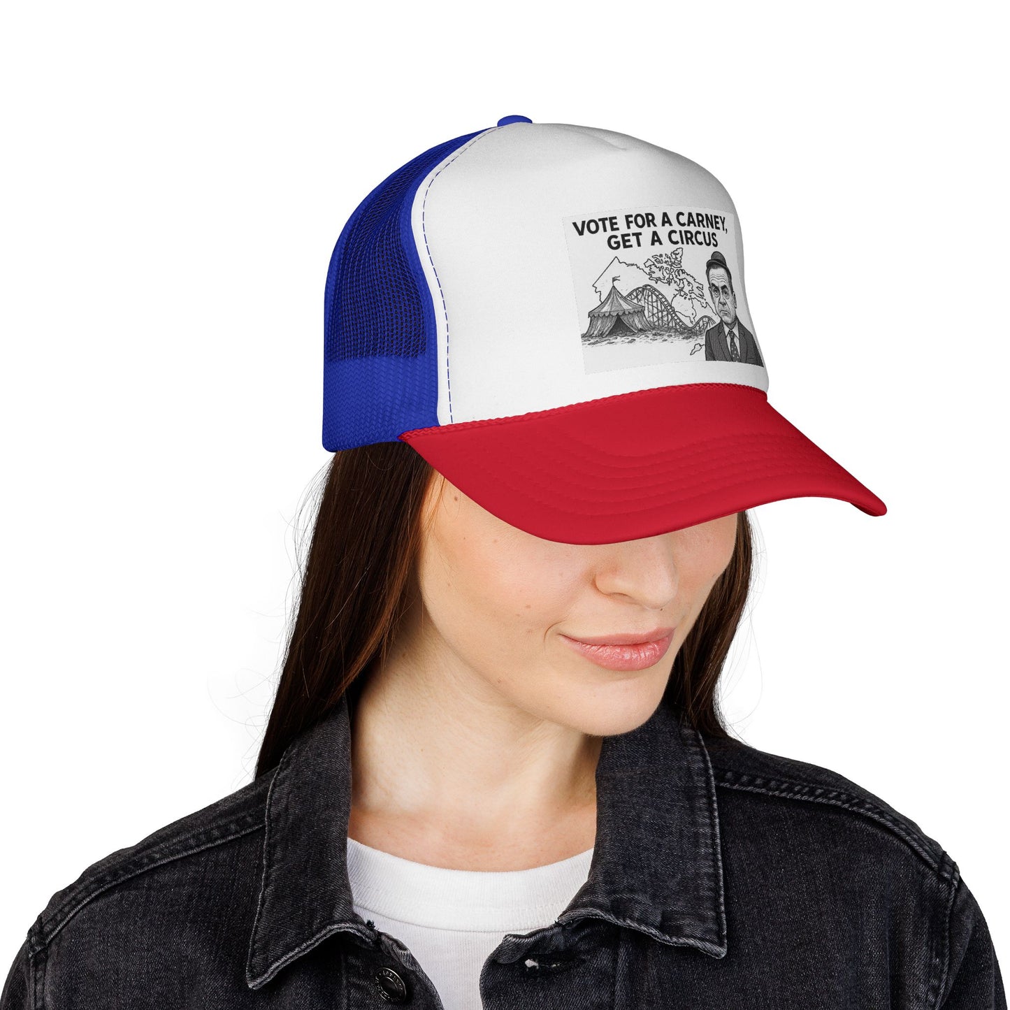 Trucker Cap — “Vote for a Carney, Get a Circus” Political Graphic Hat